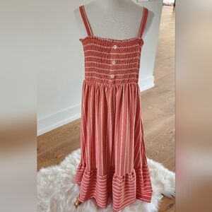 Flowy Summer Pinstripe Ruffle Maxi Dress XL
